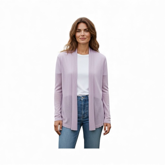 Eileen Fisher Sweaters - Eileen Fisher Light Purple Open-Front Cardigan 100% Linen - Sz L